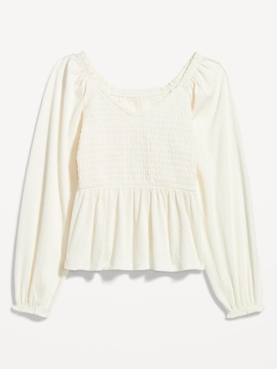 torrid Tops - Torrid Peplum like long-Sleeve Top - White